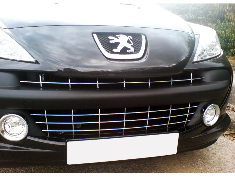 Radiator grill chrome trim compatible with Peugeot 207 06-12 Peugeot 207 CC 07-15 Peugeot 207 SW 07-13