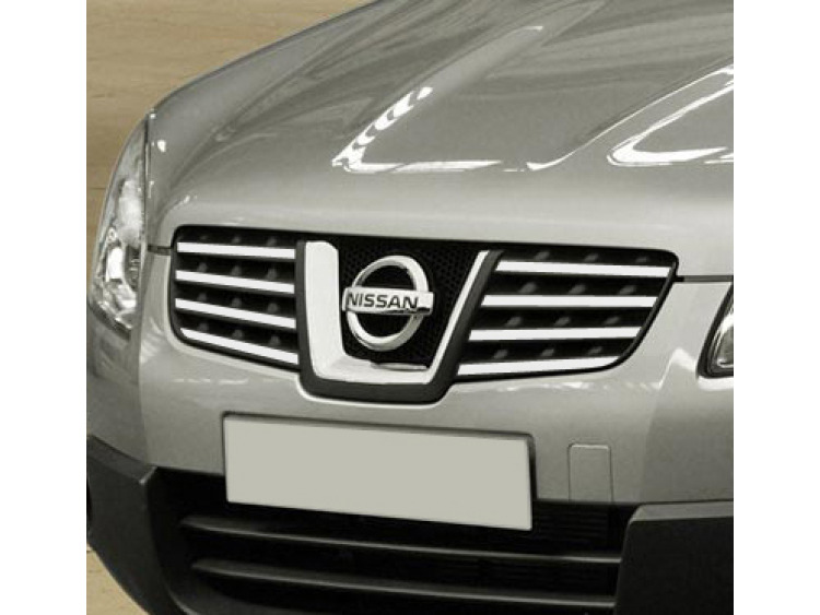 Upper radiator grill chrome trim Nissan Qashqai +2 08-10 Nissan Qashqai +2 phase 2 10-14 Nissan Qashqai +2 phase 3 Nissan Qashqai 07-10 Nissan Qashqai phase 2 10-14 Nissan Qashqai phase 3